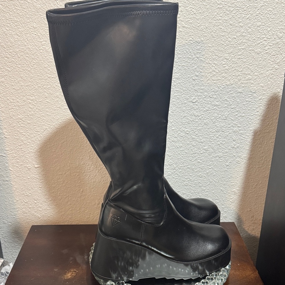 Sleek Black Over the Knee Boots NWOT